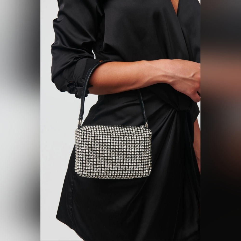 Urban Expressions Ginger Evening Rhinestone Mini Bag Silver Black - Picture 2 of 16